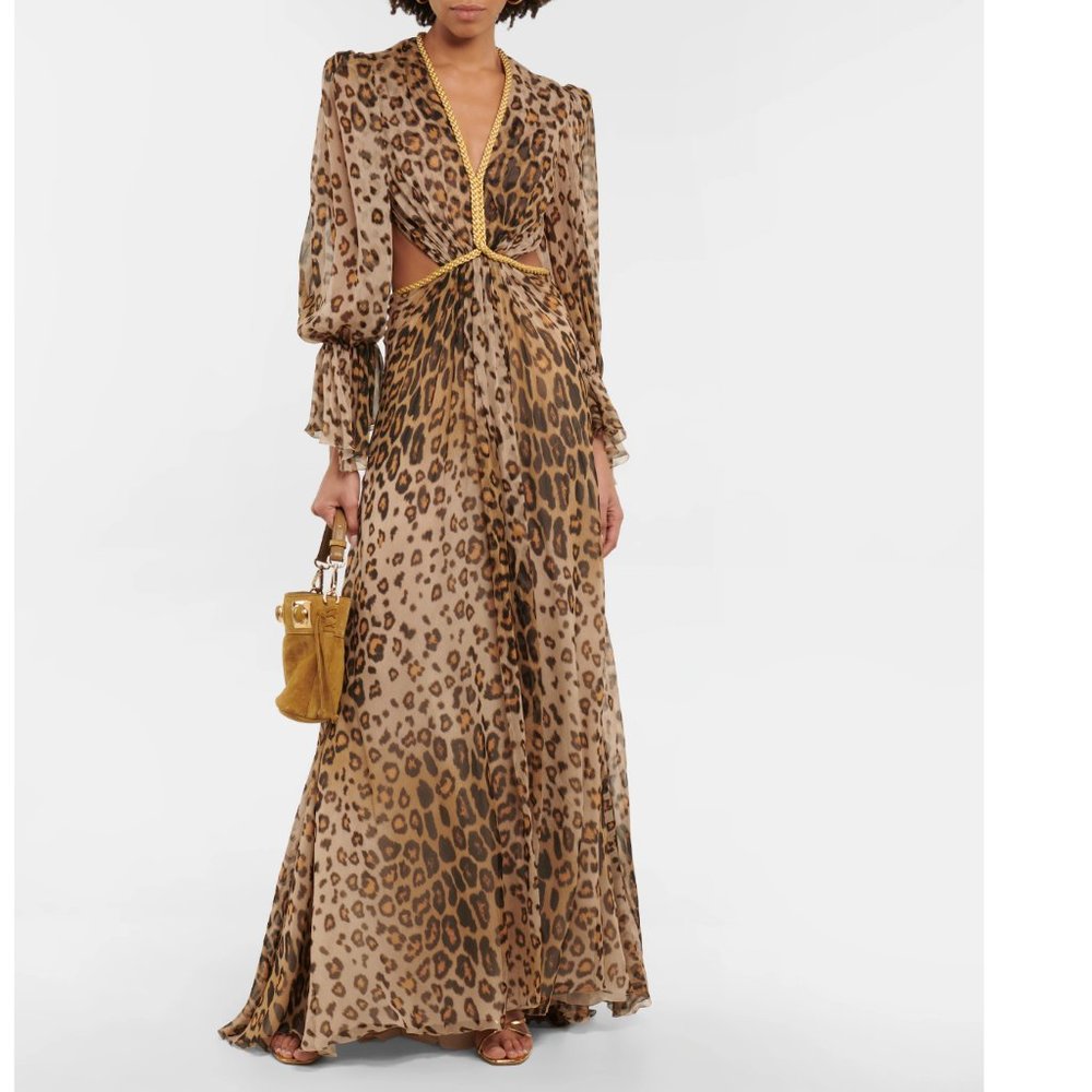 Etro Rebecca Leopard-Print Silk Gown size small